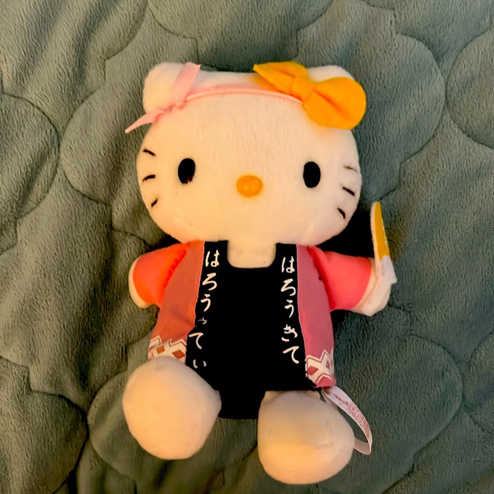 Hello Kitty, stuffed animal holding ping-pong paddle from Japan, rare